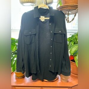 Aerie waffle knit button up